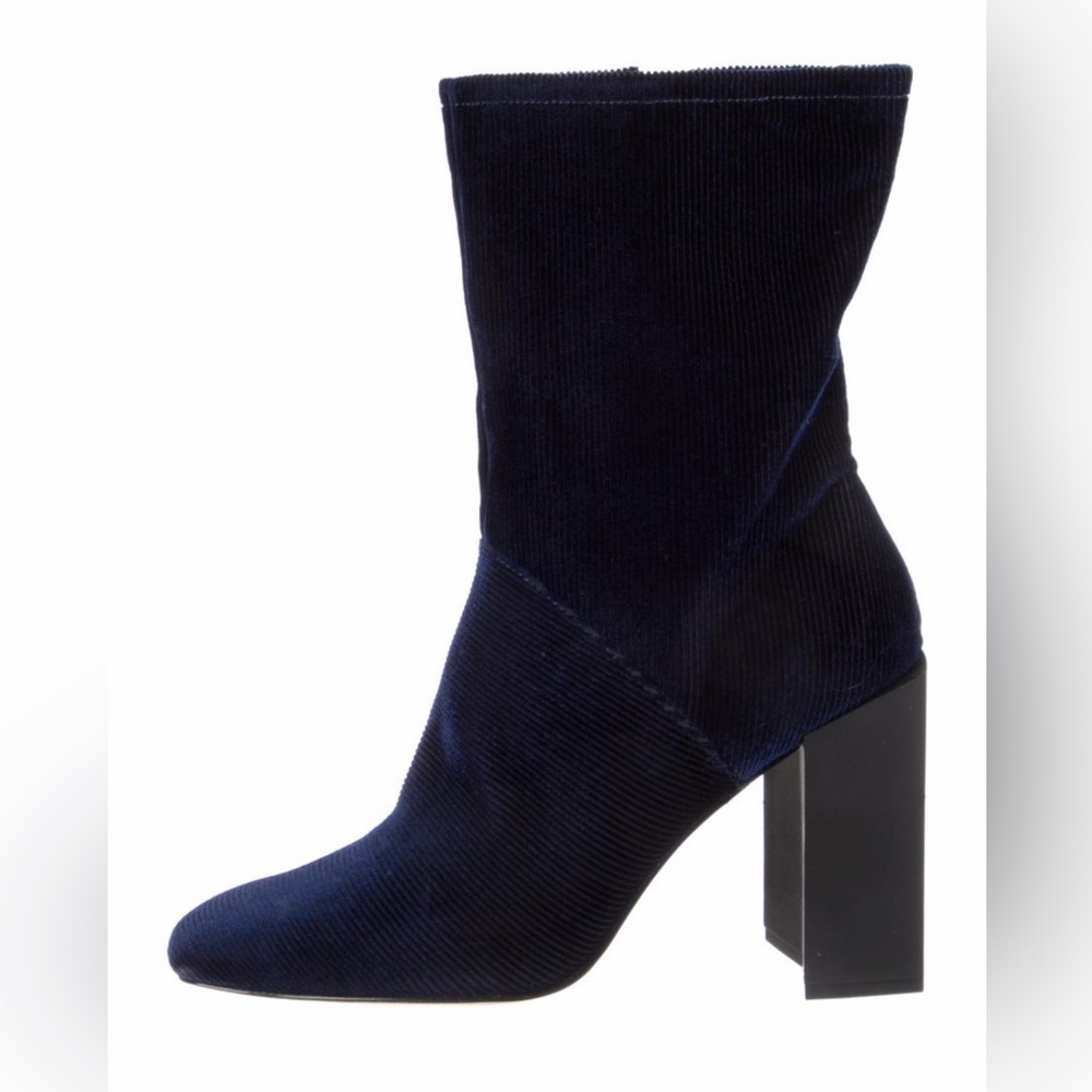 Halston Navy Suede Block Heel Boot